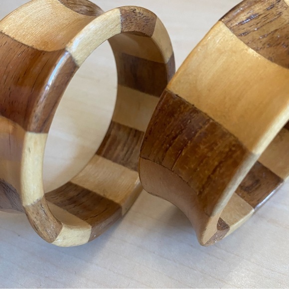 Two Tone Wooden Bangle Set 2pc - Picture 8 of 11